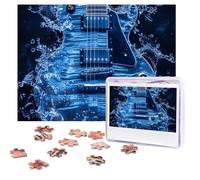 Jigsaw Puzzle for Adults 500 Pieces Personalized Photos Puzzles Blue Guitar Puzzles with Storage Bag Challenging Picture Puzzle for Home Decor Family Wedding