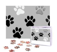 Jigsaw Puzzle for Adults 500 Pieces Personalized Photos Puzzles Gray Paw Print Puzzles with Storage Bag Challenging Picture Puzzle for Home Decor Family Wedding