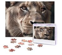 Jigsaw Puzzle for Adults 500 Pieces Personalized Photos Puzzles Lion's Focused Expression Puzzles with Storage Bag Challenging Picture Puzzle for Home Decor Family Wedding