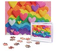 Jigsaw Puzzle for Adults 500 Pieces Personalized Photos Puzzles Rainbow Hearts Puzzles with Storage Bag Challenging Picture Puzzle for Home Decor Family Wedding