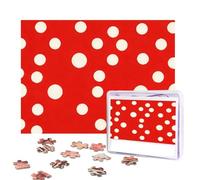 Jigsaw Puzzle for Adults 500 Pieces Personalized Photos Puzzles red white polka dot Puzzles with Storage Bag Challenging Picture Puzzle for Home Decor Family Wedding