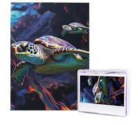 Jigsaw Puzzle for Adults 500 Pieces Wooden Puzzle Modern Art Puzzle A Colorful Tropical sea Turtle Challenging Puzzles Custom Picture Puzzle Personalized Photo Puzzle for Gift Family