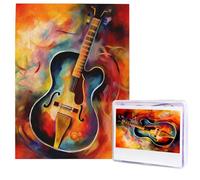 Jigsaw Puzzle for Adults 500 Pieces Wooden Puzzle Modern Art Puzzle Abstract Watercolor Guitar Challenging Puzzles Custom Picture Puzzle Personalized Photo Puzzle for Gift Family