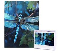 Jigsaw Puzzle for Adults 500 Pieces Wooden Puzzle Modern Art Puzzle Art Blue Dragonfly Challenging Puzzles Custom Picture Puzzle Personalized Photo Puzzle for Gift Family