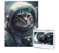 Jigsaw Puzzle for Adults 500 Pieces Wooden Puzzle Modern Art Puzzle Astronaut cat in Space Challenging Puzzles Custom Picture Puzzle Personalized Photo Puzzle for Gift Family