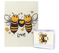 Jigsaw Puzzle for Adults 500 Pieces Wooden Puzzle Modern Art Puzzle Bee Love Honey Challenging Puzzles Custom Picture Puzzle Personalized Photo Puzzle for Gift Family