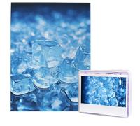 Jigsaw Puzzle for Adults 500 Pieces Wooden Puzzle Modern Art Puzzle Blue ice Cube Background Challenging Puzzles Custom Picture Puzzle Personalized Photo Puzzle for Gift Family