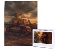 Jigsaw Puzzle for Adults 500 Pieces Wooden Puzzle Modern Art Puzzle Bulldozer Evening Challenging Puzzles Custom Picture Puzzle Personalized Photo Puzzle for Gift Family