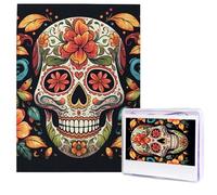 Jigsaw Puzzle for Adults 500 Pieces Wooden Puzzle Modern Art Puzzle Colorful Sugar Skull Challenging Puzzles Custom Picture Puzzle Personalized Photo Puzzle for Gift Family
