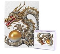 Jigsaw Puzzle for Adults 500 Pieces Wooden Puzzle Modern Art Puzzle Dragon with Pearl Challenging Puzzles Custom Picture Puzzle Personalized Photo Puzzle for Gift Family