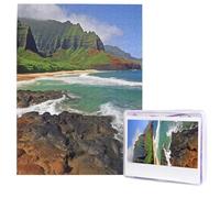 Jigsaw Puzzle for Adults 500 Pieces Wooden Puzzle Modern Art Puzzle Kauai Hawaii Seashore Challenging Puzzles Custom Picture Puzzle Personalized Photo Puzzle for Gift Family