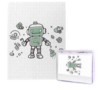 Jigsaw Puzzle for Adults 500 Pieces Wooden Puzzle Modern Art Puzzle Line Robot Challenging Puzzles Custom Picture Puzzle Personalized Photo Puzzle for Gift Family