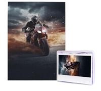 Jigsaw Puzzle for Adults 500 Pieces Wooden Puzzle Modern Art Puzzle Man Ride A Motorcycle Challenging Puzzles Custom Picture Puzzle Personalized Photo Puzzle for Gift Family