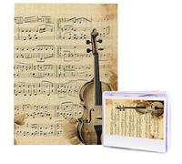 Jigsaw Puzzle for Adults 500 Pieces Wooden Puzzle Modern Art Puzzle Music Notes on Old Paper Challenging Puzzles Custom Picture Puzzle Personalized Photo Puzzle for Gift Family