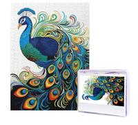 Jigsaw Puzzle for Adults 500 Pieces Wooden Puzzle Modern Art Puzzle Peacock Pattern Challenging Puzzles Custom Picture Puzzle Personalized Photo Puzzle for Gift Family