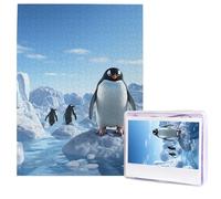 Jigsaw Puzzle for Adults 500 Pieces Wooden Puzzle Modern Art Puzzle Penguin Antarctica Ice Challenging Puzzles Custom Picture Puzzle Personalized Photo Puzzle for Gift Family