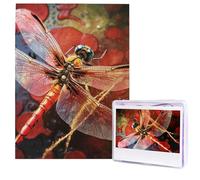 Jigsaw Puzzle for Adults 500 Pieces Wooden Puzzle Modern Art Puzzle Red Dragonfly Challenging Puzzles Custom Picture Puzzle Personalized Photo Puzzle for Gift Family