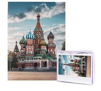 Jigsaw Puzzle for Adults 500 Pieces Wooden Puzzle Modern Art Puzzle St Basil Cathedral Red in Moscow Challenging Puzzles Custom Picture Puzzle Personalized Photo Puzzle for Gift Family