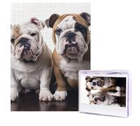 Jigsaw Puzzle for Adults 500 Pieces Wooden Puzzle Modern Art Puzzle Two Cute Bulldog Dogs Challenging Puzzles Custom Picture Puzzle Personalized Photo Puzzle for Gift Family