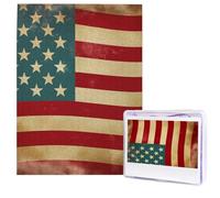 Jigsaw Puzzle for Adults 500 Pieces Wooden Puzzle Modern Art Puzzle Vintage American Flag 4Th of July USA Challenging Puzzles Custom Picture Puzzle Personalized Photo Puzzle for Gift Family