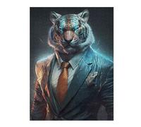 Jigsaw Puzzle for Adults 52x38cm/1000pcs CEO Tiger In Suit Jigsaw for Adults Hands-on Game Wall Decoration Parent-child Interaction 52x38cm/1000pcs