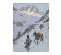 Jigsaw Puzzle for Adults 52x38cm/1000pcs Indian Hunters In Snow Puzzle for Adults Family Game Home Decoration Birthday And Unique Gifts 52x38cm/1000pcs
