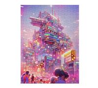 Jigsaw Puzzle for Adults 52x38cm/1000pcs Neon Cityscape Vibrant Urban Future Puzzles for Adults Relax Games Enhance Memory Difficult And Challenge 52x38cm/1000pcs