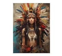 Jigsaw Puzzle for Adults 52x38cm/1000pcs Painted Native American Jigsaw for Adults Hands-on Game Wall Decoration Parent-child Interaction 52x38cm/1000pcs