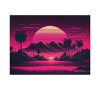 Jigsaw Puzzle for Adults 52x38cm/1000pcs Vibrant Retro Sunset Landscape -1 Puzzles for Adults Relax Games Enhance Memory Difficult And Challenge 52x38cm/1000pcs