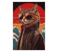 Jigsaw Puzzle for Adults 75x50cm/1000pcs Cool Cat with Sunglasses Jigsaw for Adults Relax Games For Family Fun Parent-child Interaction 75x50cm/1000pcs