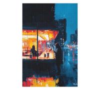 Jigsaw Puzzle for Adults 75x50cm/1000pcs Expressionist Urban Night Café - Bold Cinematic Cityscape Jigsaws for Adults Toy Wall Decor Precision Cutting Parent-child Interaction 75x50cm/1000pcs