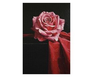 Jigsaw Puzzle for Adults 75x50cm/1000pcs Pink Rose on Red Fabric Jigsaws for Adults Toy Wall Decor Precision Cutting Parent-child Interaction 75x50cm/1000pcs