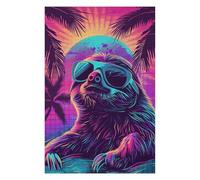 Jigsaw Puzzle for Adults 75x50cm/1000pcs Retro Sloth in Sunglasses Jigsaw for Adults Relax Games For Family Fun Parent-child Interaction 75x50cm/1000pcs