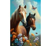 Jigsaw Puzzle for Adults Beginner - Two Horses in a Field for New Year New Year's Day Winter Home Wall Art Full Round Dots Paste by Number DIY Colorful Diamond Kits_1000pcs