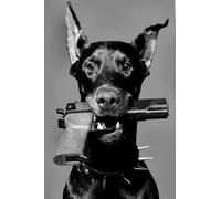 Jigsaw Puzzle for Adults Black and White Doberman with a Gun Portrait Fun and Challenging Board Puzzles for Large DIY Educational Game Toys Gift Home Decor_500pcs