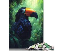 Jigsaw Puzzle for Adults Black Toucan in Tropical Rainforest 500 Piece Jigsaw Puzzles Wooden Puzzle for Adults& Age 18 Years Up Educational Game 500pcs (52x38cm)