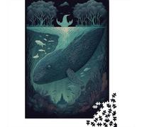 Jigsaw Puzzle for Adults Blue Whale Fantasy 500 Piece Jigsaw Puzzles Wooden Puzzles for Adults& Teens Age 18 Years Up Challenging Game 500pcs (52x38cm)