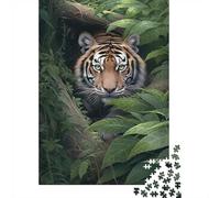 Jigsaw Puzzle for Adults, Bold Tiger Watercolor, 1000 Pieces, 52x38cm/1000pcs; Smooth White Cardboard Pieces; for Calm Concentration at Home