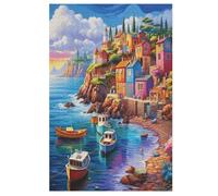 Jigsaw Puzzle for Adults by The Sea Houses 1000 Piece Suitable for Children over 12 Years Old Wooden Puzzles （78×53cm）