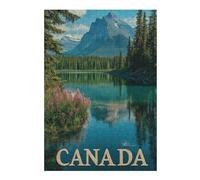 Jigsaw Puzzle for Adults, Canada Wilderness - Majestic Mountains And Mirror Lake Travel Poster, 300 PCS