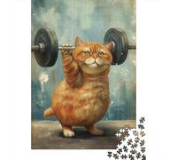 Jigsaw Puzzle for Adults, Cat Funny Training Strong, 1000 Pieces, 70x50cm/1000pcs; Low-dust White Pieces for Sorting; A Calm After-work Activity