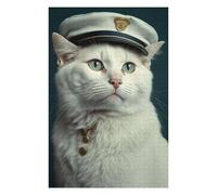 Jigsaw Puzzle for Adults, Cat in Captain's Hat, 1000 PCS