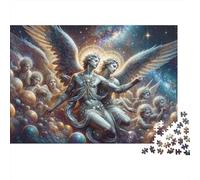 Jigsaw Puzzle for Adults, Celestial Angels in Space, 1000 Pieces, 38x26cm/1000pcs, A Calm After-work Activity; White Pieces for Organised Sorting