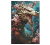 Jigsaw Puzzle for Adults Cherry Japanese Dragon 1000 Piece Wood Puzzles Children Challenging Game 78×53cm