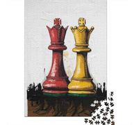 Jigsaw Puzzle for Adults, Chess King Queen Set, 1000 Pieces, 38x26cm/1000pcs; A Calm After-work Activity; White Cardboard for Simple Sorting