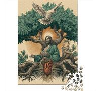 Jigsaw Puzzle for Adults, Christian Artwork with Dove, 1000 Pieces, 38x26cm/1000pcs; A Calm After-work Activity; White Cardboard for Simple Sorting