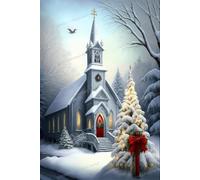 Jigsaw Puzzle for Adults Church in The Snow Puzzles - 5D Beginner's Full Diamond Decoupage Handmade Painting Pasted by Numbers,for Home Decor Christmas Decorations_500pcs