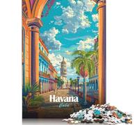 Jigsaw Puzzle for Adults Colorful Havana Cuba Cityscape Illustration 1000 Piece Jigsaw Puzzles Wood Puzzle Adults And Challenging Game 1000pcs (75x50cm)