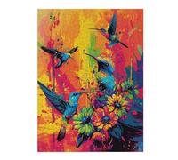 Jigsaw Puzzle for Adults, Colorful Hummingbirds Art Print, 500 PCS
