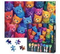Jigsaw Puzzle for Adults Colorful Kittens, 1000 Piece Puzzles Funny Homes Pet, Cat Art Challenging Puzzle, Family Activity Game Nights Gifts for Jigasw Puzzles Lover (50.5x70.5cm)